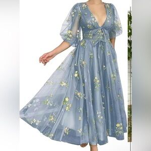 NWOT blue dress floral